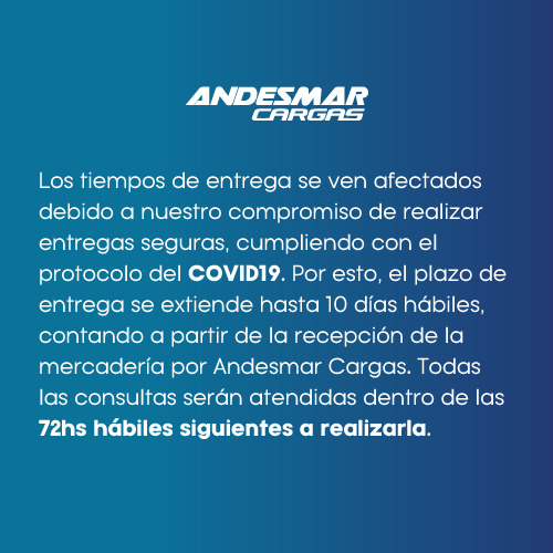 Los tiempos de entrega se ven afectados debido a nuestro compromiso de realizar entregas seguras en el marco del COVID19